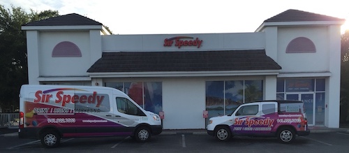 Sir Speedy Sarasota staff celebrating outside of our building.