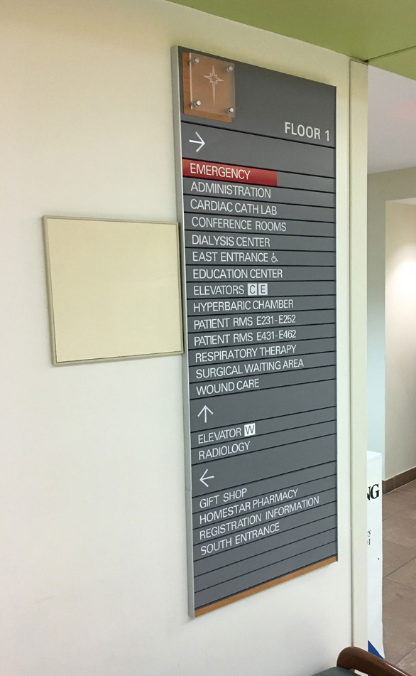 A variety of ADA wayfinder signs