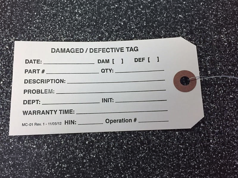 A damaged/defective service ticket