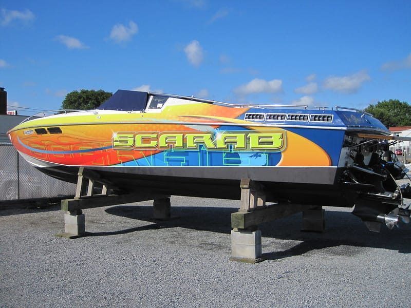 Boat Wrap for a cigarette speedboat