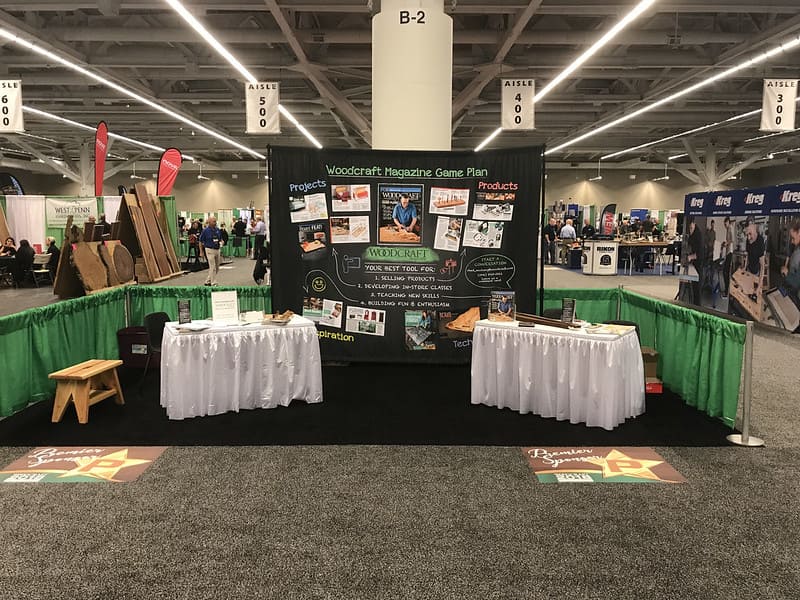 A tradeshow booth for a woodcraft magazine