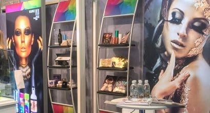 A tradeshow display created for makeup