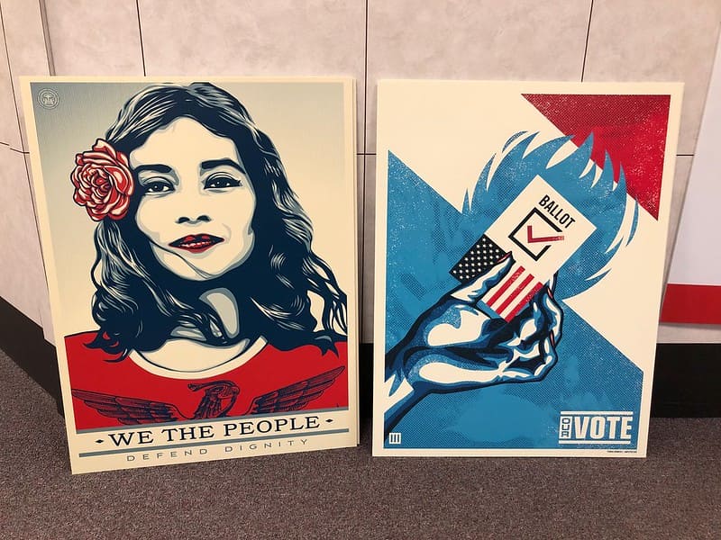 Several Printed artistic political signs